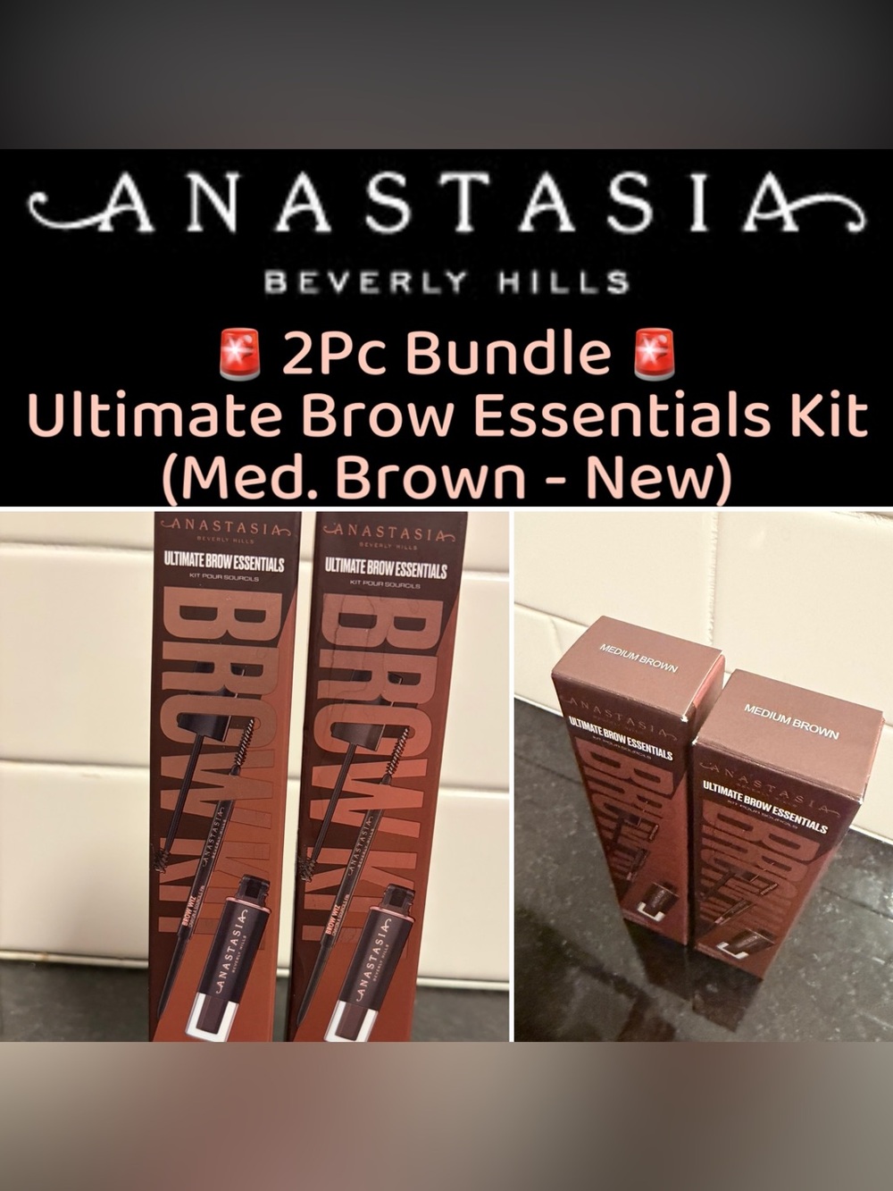Anastasia Beverly Hills - 2Pc Bundle Ultimate Brow Essentials Kit (Med. Brown)